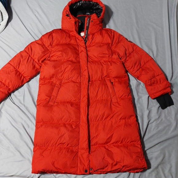 MIchael Kors Women's Red Long Puffer Coat - Picture 3 of 14